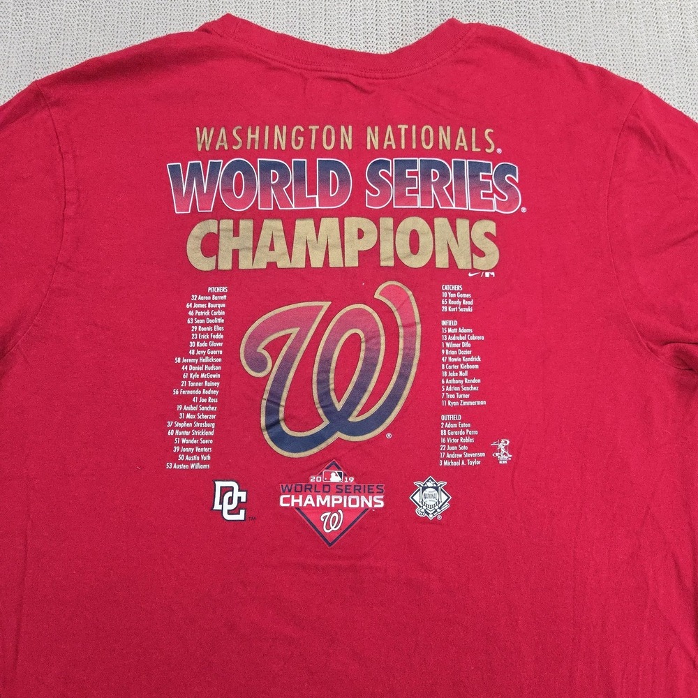 Nike Washington Nationals Shirt Mens Large Red MLB World Series Champions - Picture 10 of 10